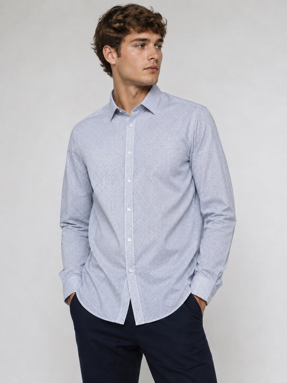 Ted Baker London | Preppy Geometric White/Black Button Down Dress Shirt 16.5”